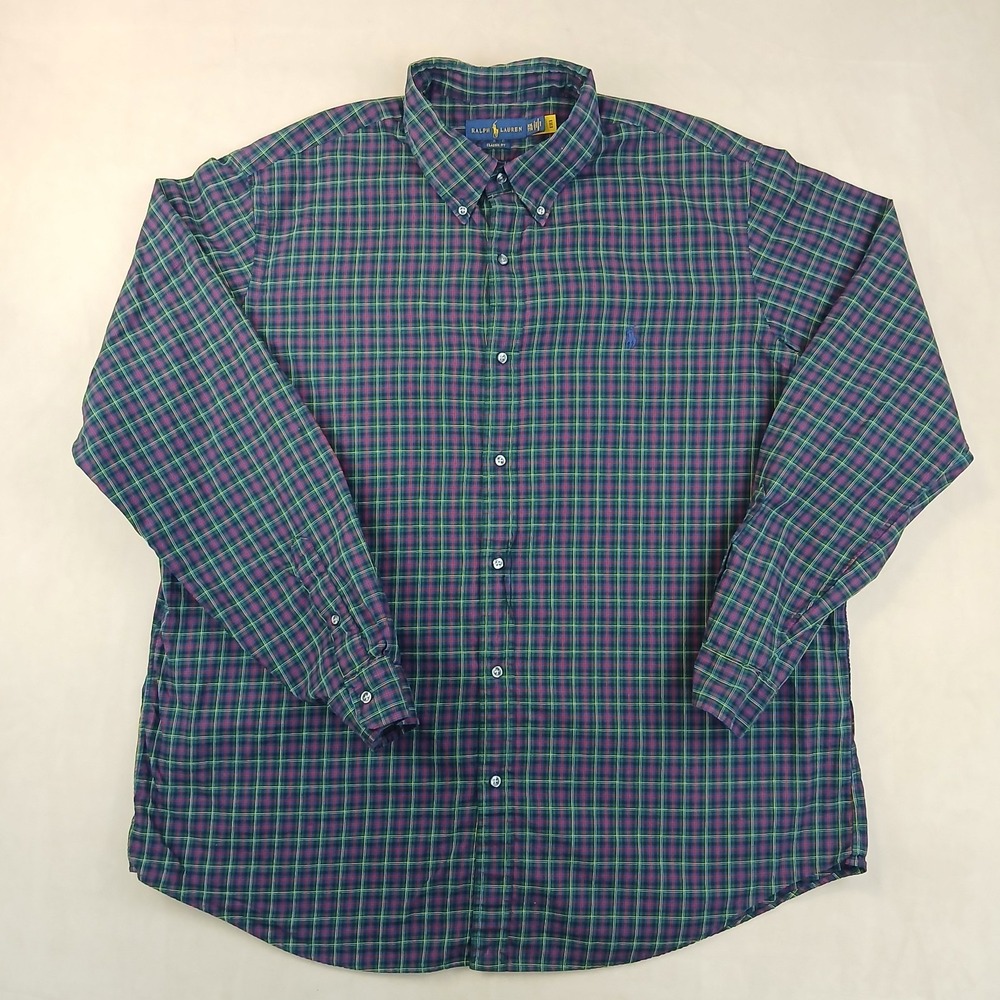 Polo Ralph Lauren XXL Mens‎ Shirt Plaid Black WatchLong Sleeve 26x30